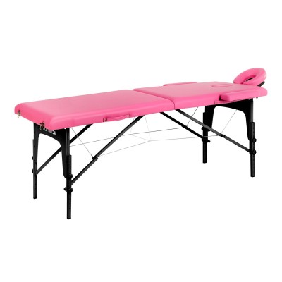 Stół składany do masażu drewniany Komfort Activ Fizjo 2 segmentowe róż czarne drewno -Łóżka kosmetyczne- 